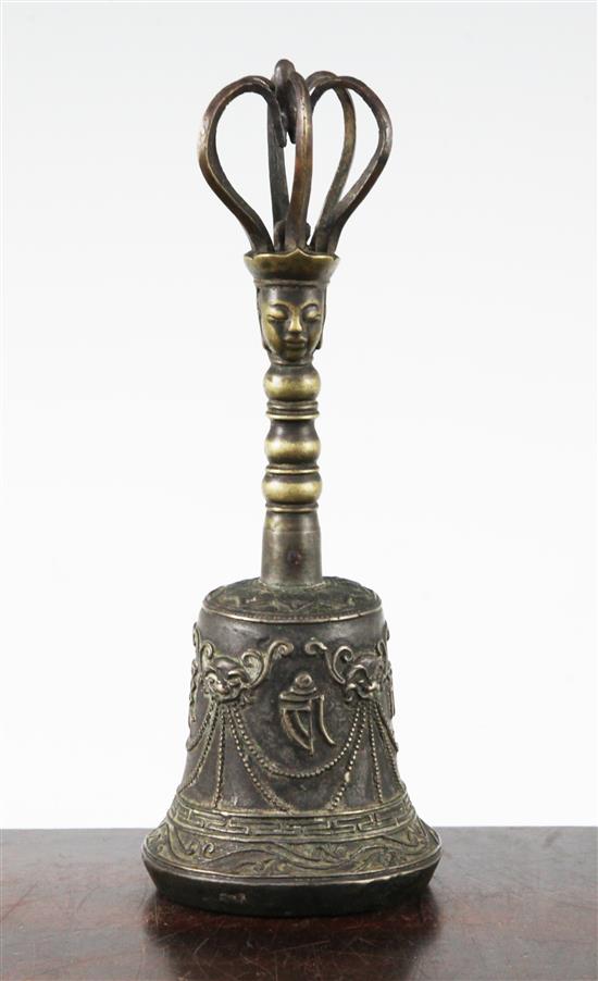 A Tibetan Vajra bell, 17th century, 21cm